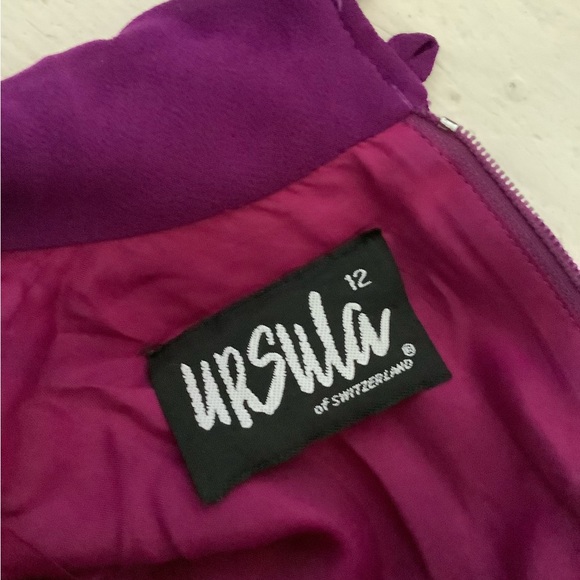 Vintage like new 80s blouson dress Ursula of Switzerland 2 4 6 xs s magenta - Picture 8 of 10